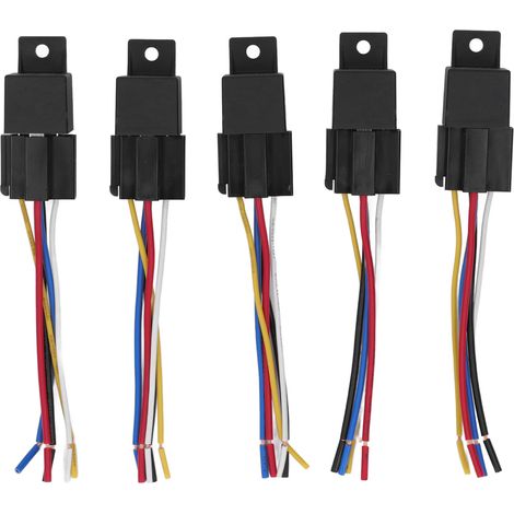 aqxreight 5 Stück 5-polige Kfz-Relais mit Kupfer-ABS-Gehäuse, stabile Strahlungsverbindung, 12 V 40 A