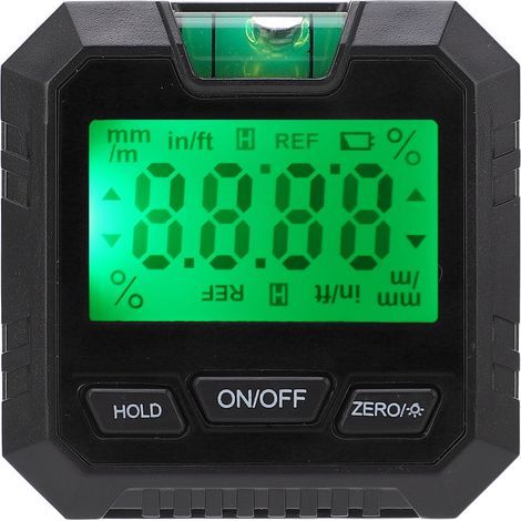 Black horizontal digital spirit level, electronic angle protractor for woodworking (1/5)