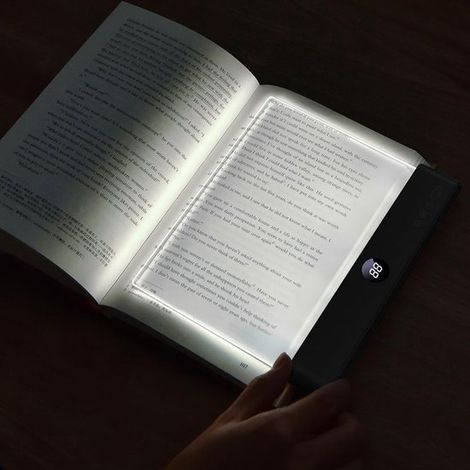 Lámpara de lectura LED recargable y transparente con panel plano，Negra