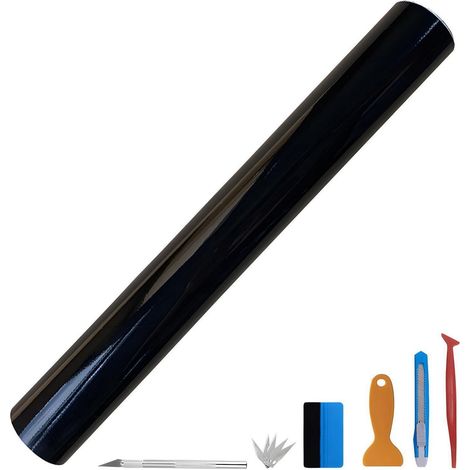 Film adhésif noir brillant 150x300cm pour covering auto, sans bulles