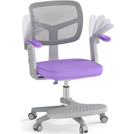 Sedia da studio con altezza regolabile da computer in rete, Sedia da scrivania per bambini ruote universali Viola (1/4)