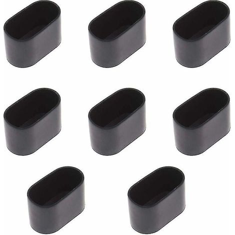 Lot de 8 embouts ovales compatibles avec pieds de table ou de chaise - Caoutchouc souple - Anti-rayures - 40 x 20 mm - Noir - Versailles (1/5)