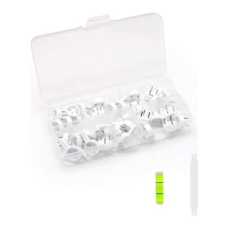 Ganci per cornici. Set da 30 pezzi di ganci per quadri senza foratura. Supporti a parete invisibili da 2,5 cm con scatola per riporre gli oggetti. Ideali per appendere quadri, foto e specchi. (1/5)
