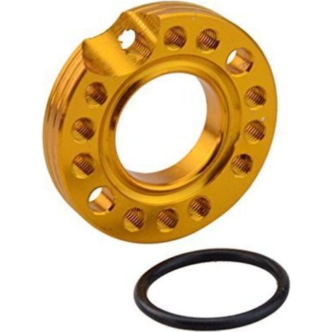 Plaque de montage d'adaptateur d'admission de carburateur plaquée or avec trous de montage de 44 mm, trous d'admission de 27 mm et joints toriques – pièces de modification de moto de haute précision. (1/2)