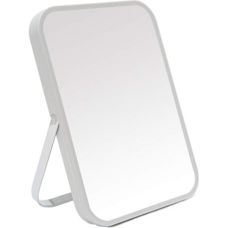 Miroir de Maquillage pour Bureau, Miroir Pliable Portable de 22cm, Rotation Ajustable à 90°, Miroir de Maquillage pour Voyage, Accrochable pour Salle (1/4)