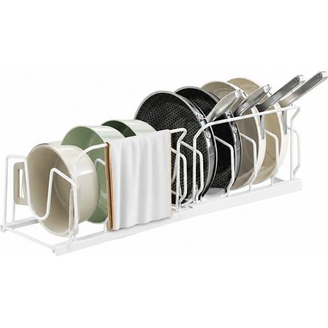 Égouttoir à casseroles réglable, blanc, télescopique horizontal, organisateur de placard coulissant, égouttoir à vaisselle de comptoir (1/5)