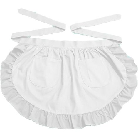 Tablier blanc taille petit demi-tablier réglable - Tablier court avec poches - Coton, réglable - 1 pièce - Cuisine et restauration Blanc (1/5)
