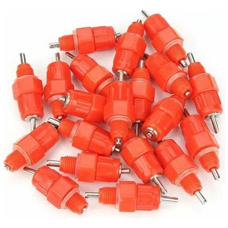 Tetine Abreuvoir Poules 20pcs Tetine Automatique pour Poule Volaille Poulet Canard Distributeur d'eau Le Style Vis à Vis élevage Alimentation du Bétail Abreuver équipement Rouge (1/5)