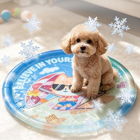 Tapis Rafraîchissant à Eau pour Chat, Jouet Interactif Anti-Griffes PVC imperméable et Durable Tapis Eveil Eau Chat Épaissi de Jeu Chats sur Le Thème de L'océan l'activité et la curiosité (1/5)