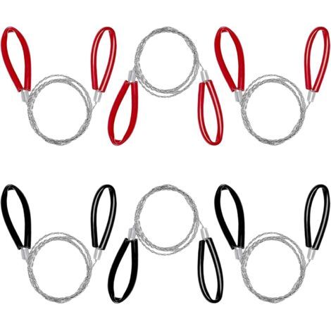 6 Pièces Scie à Fil en Acier Inoxydable, 70cm Scie à Main à Chaîne avec Passants, Tronçonneuse de Survie, Pocket Chainsaw pour Bois/Plastique/Caoutchouc, pour l'extérieur le Camping Randonnée