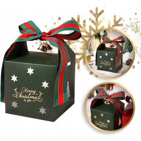 Sacchetto regalo natalizio Ecarla con fiocco 10x10x10cm OPO40 (1/5)