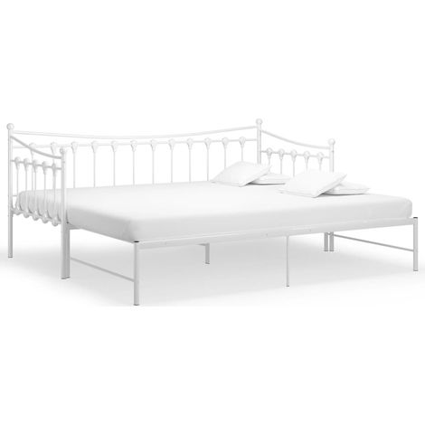 Maison Exclusive - Ausziehsofa Bettgestell Weiß Metall 90x200 cm