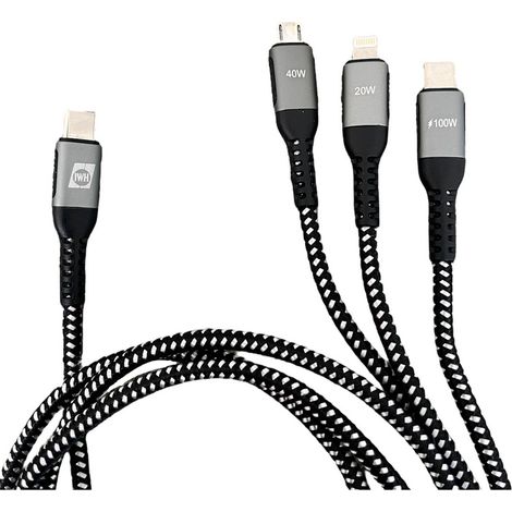 IWH USB-Ladekabel USB-C®, USB-Micro-A Buchse, Apple Lightning Stecker 1.20 m 019057 (1/2)