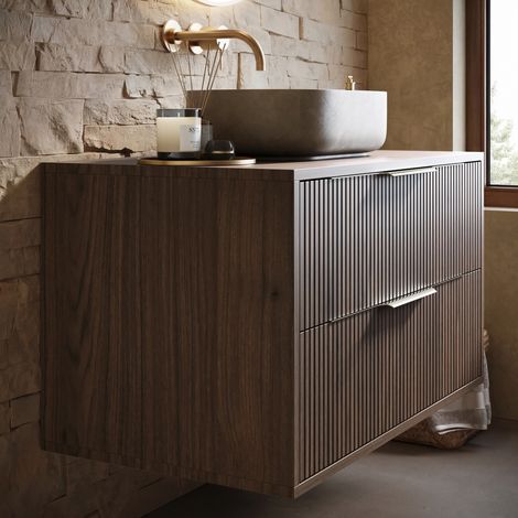 Badplaats Meuble sous-vasque Rimini 80 cm - Noyer brun -  Meuble