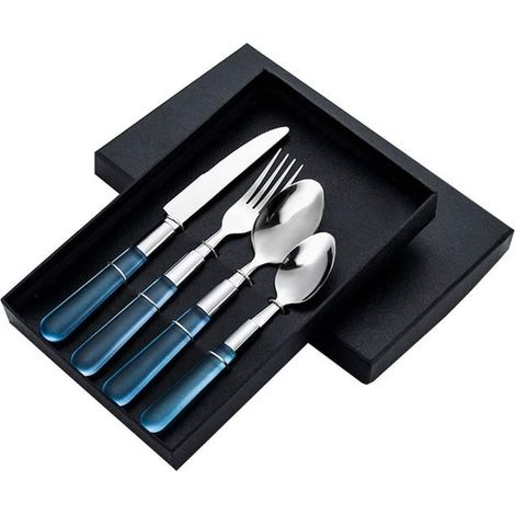 Coffret de couverts en acier inoxydable avec support en plastique, ensemble de service de table cadeau