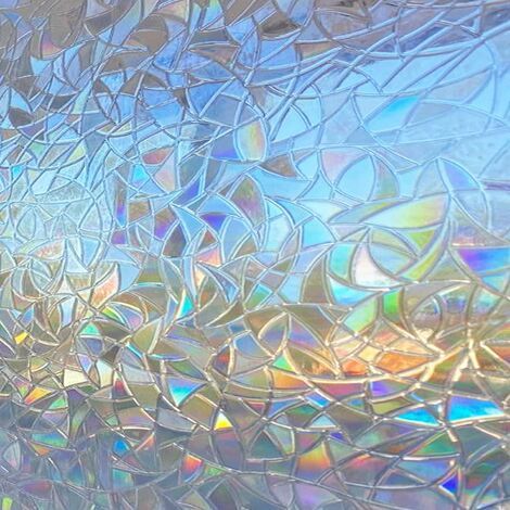 Film pour Fenetre Anti-UV 3D Arc-en-Ciel Effet pour Vitre Film Vitrage Fenêtre Non Adhesif Film Autocollant Vitre Decoratif pour Maison Bureau Chambre Portes 45CM x 200 CM (1/5)