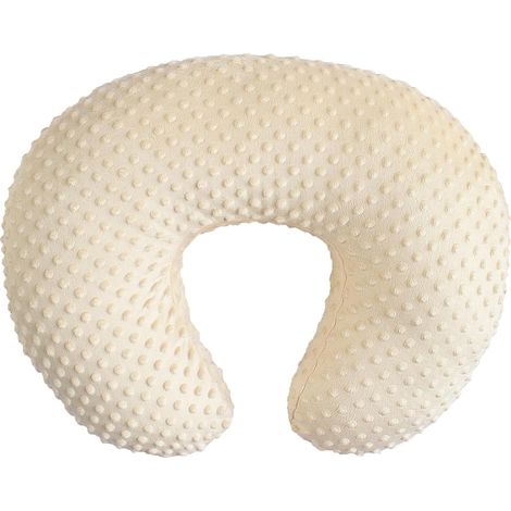 Oreiller En Forme De U - Pour Allaitement Et Soutien Bébé - Tissu Cachemire Doux - Fermeture Éclair - Lavable - Crème Clair - 1 Pièce (1/5)