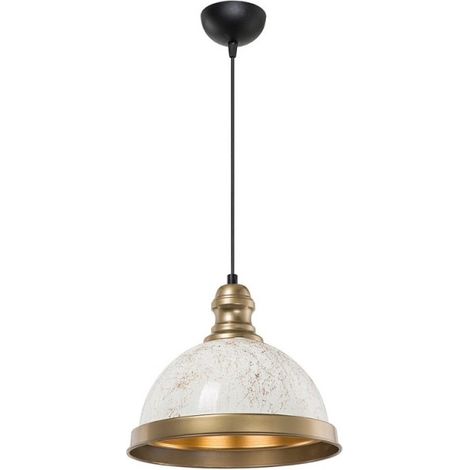 Lampada da soffitto con paralume metallo bianco e dettagli oro - Astek ASZ1636 (1/4)
