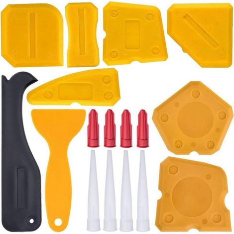 Kit d'outils de calfeutrage 17 pièces, outil de finition pour mastic silicone (jaune) (1/5)