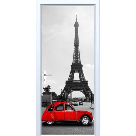 Adhesivo de tela para puerta de Citroën con la Torre Eiffel de fondo 484PD