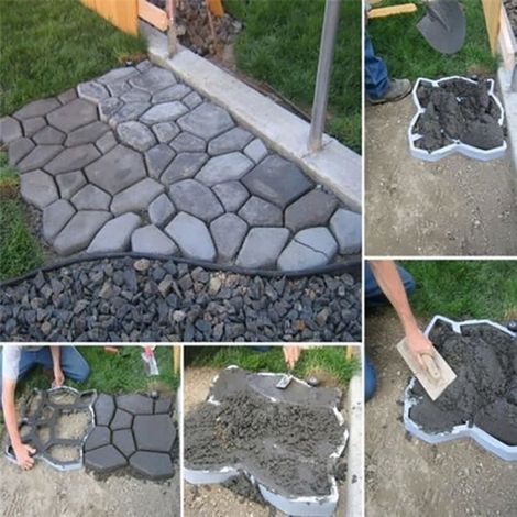 Carrelage,Machine de fabrication de chemin en béton réutilisable,moule,pavé de tremplin,pour pelouse,Patio,jardin,cour,brique (1/4)