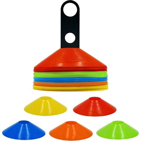 Cône d'entraînement, insigne d'entraînement avec sangle de verrouillage, cône circulaire pour entraînement de football et marquage sur le terrain (5 couleurs) (1/5)