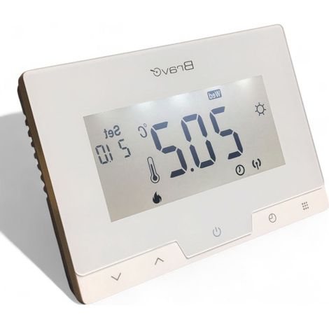 Cronotermostato digital de pared 115x24x75 mm con pantalla LCD doble aislamiento pila AA autonomía 1 año automático modo manual anticongelante