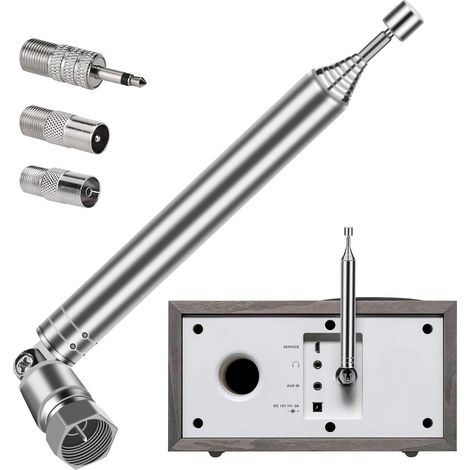 Antenne Radio FM Intérieur DAB 75 Ohms pour Système Stéréo Récepteur AV - Prise F vers 3,5 mm, F vers TV Mâle et Femelle