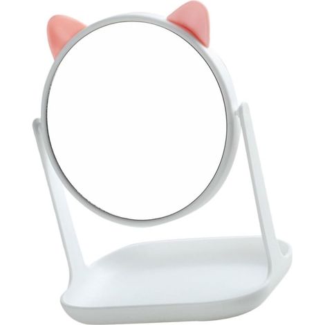 1pièce Miroir de Bureau Fille Rangement Cosmétique Tournant Clarté Élevée Miroir de Table pour Chambre de Maquillage (1/5)