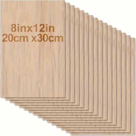 12 planches de bois carrées vierges, 20 x 30 cm, épaisseur 2 mm, idéales pour le coloriage, la peinture, le bricolage et la découpe laser (1/5)