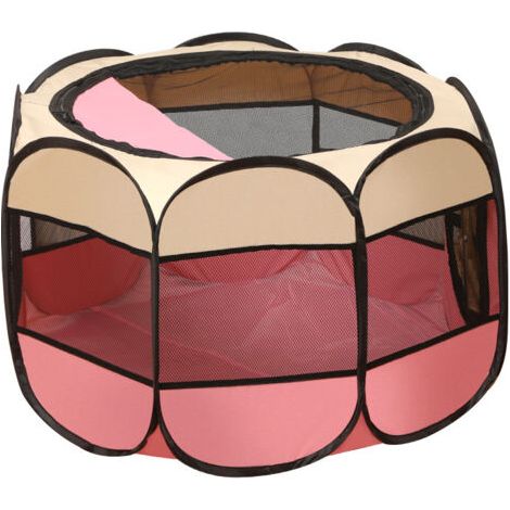 VtiziklTente pour animal domestique, Cage pliable en tissu Oxford anti-rayures, chambre de maternité pour chien et chat,S(rose) (1/5)