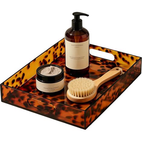 Plateau de salle de bain - Design Carey large avec poignée, porte parfums décoratifs Organisateur de maquillage bougies coiffeuse chambre salon bureau table maison'-'- (1/5)