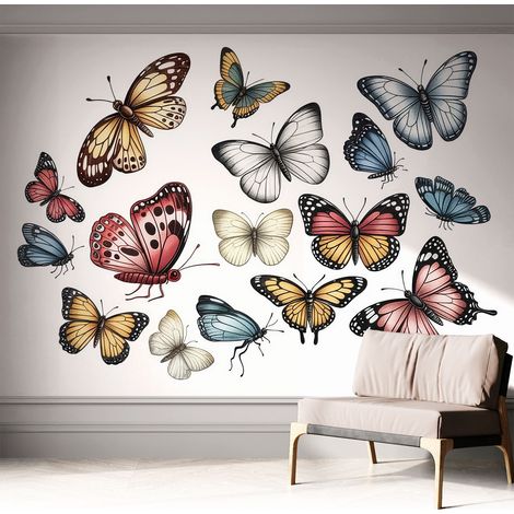 Papier peint autocollant avec imprimé pour intérieur moderne application facile a motif Papillons paradisiaques 312x219 cm (1/5)