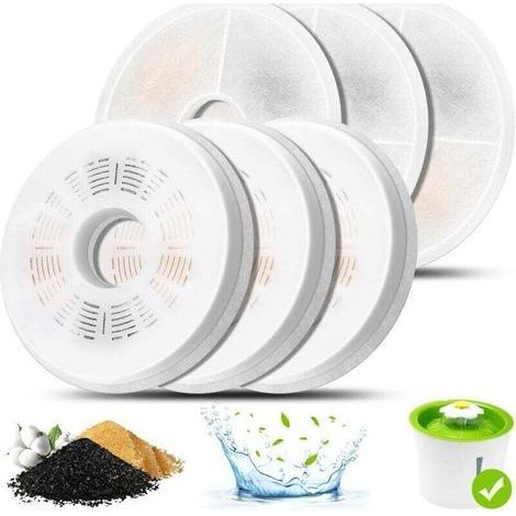 Katzenbrunnenfilter, 6er-Pack Dreifach-Filter für Katzenbrunnen, kompatibel mit 3-Liter-Wasserspendern für Haustiere, Ersatzfilter mit Aktivkohle (1/4)