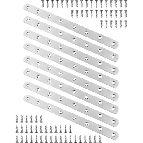 8 Pattes D'assemblage, Acier Inoxydable 245mm, Plaque De Réparation Meubles, Pour Lit Chaise Bureau (1/5)