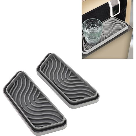 Bac de récupération d'eau pour réfrigérateur en silicone trapezoidal Gris 2 pièces modèle GE Samsung (1/5)