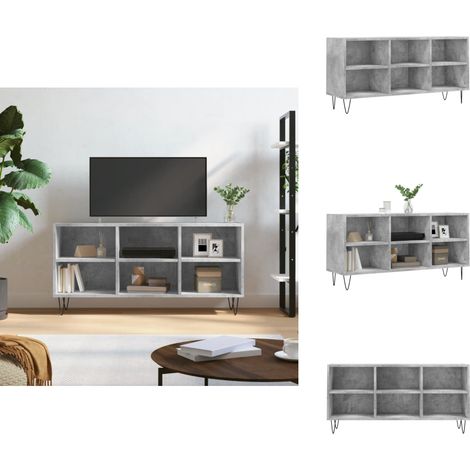 TV-Schrank Betongrau 103,5x30x50 cm Holzwerkstoff - TV Schrank - Wohnzimmermöbel - Regal - Aufbewahrung - Holzmöbel (1/5)