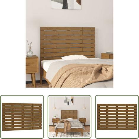 vidaXL Cabecero cama pared madera maciza pino marrón miel 96x3x63 cm (1/5)