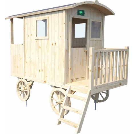 Cabane roulotte en bois sur pilotis pour enfants CARRY (1/5)