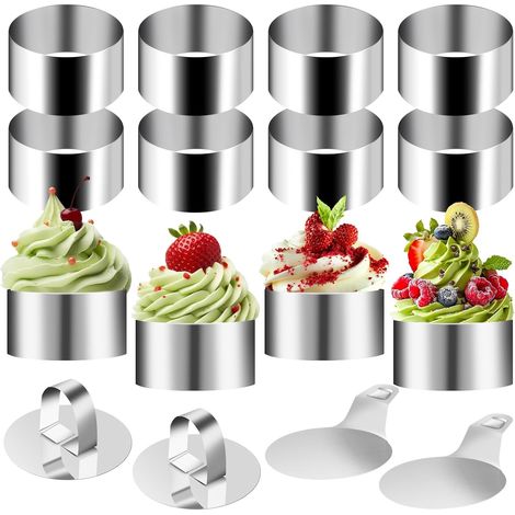 12 Stainless Steel Pastry Circles, Presentation Circles, 8 cm (1/5)