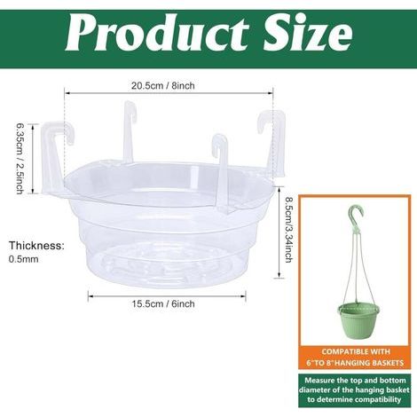 Lot de 15 soucoupes de 20 cm pour plantes suspendues - Plateaux en plastique transparent - Soucoupes pour paniers suspendus et pots de fleurs d'intérieur et d'extérieur (1/5)