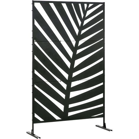 Balkon Sichtschutz Raumtrenner Bananenblattmuster 122x198cm Acier Noir pour Jardin Terrasse & Balkon Ce produit de haute (1/5)