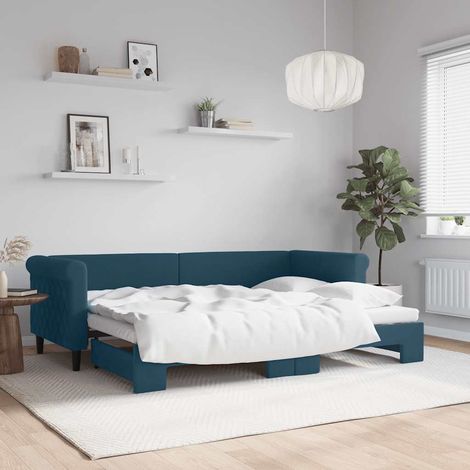 vidaXL Divano Letto con Letto Estraibile Blu 80x200 cm in Velluto (1/5)