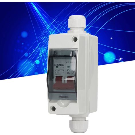Disjoncteur miniature 2P, interrupteur sectionneur 1000 V CC, disjoncteur miniature 20 A CC pour systèmes photovoltaïques solaires, avec indice d'étanchéité IP65. (1/5)