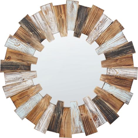 Espejo de pared de vidrio madera clara blanco negro 62 cm MDF a mano Ecatepec