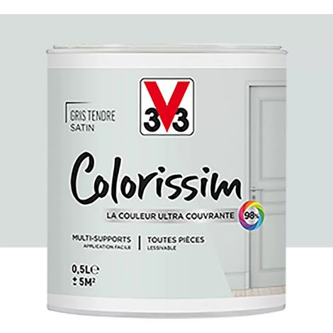 Peinture Multi-supports V33 Colorissim Satin Gris tendre 0,5 L