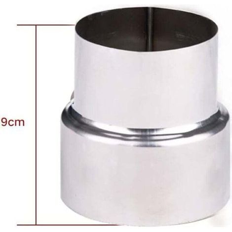 pair Réducteur de tuyau de fumée en acier inoxydable, adaptateur de cheminée, tuyau de poêle, réduction en acier inoxydable, tuyau de fumée, tuyau de poêle (90-80mm)