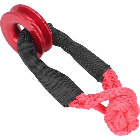 Juego de anillos de recuperación, cuerda de grillete suave sintética de alta resistencia, segura y resistente a la corrosión para vehículos todo terreno, camiones y automóviles (rojo). (1/5)