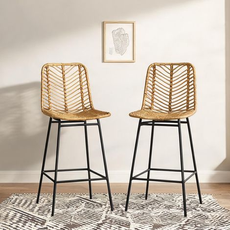 Tabouret de bar en résine tressée rotin PE 42,5 x 52 x 102 cm (1/5)