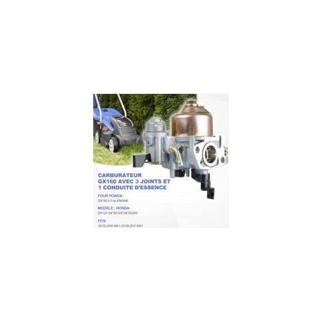 Kit carburateur DOLASO pour petits moteurs Honda GX120, GX160, GX168 et GX200 références : 16100-ZH8-W61 et 16100-ZH7-W51